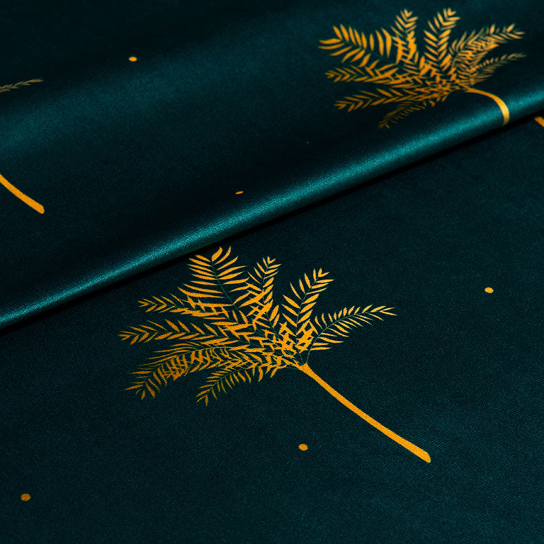 Tropical Palm Velvet Forest Green