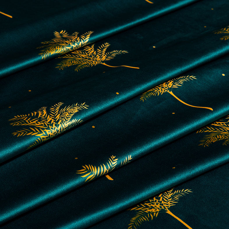 Tropical Palm Velvet Forest Green