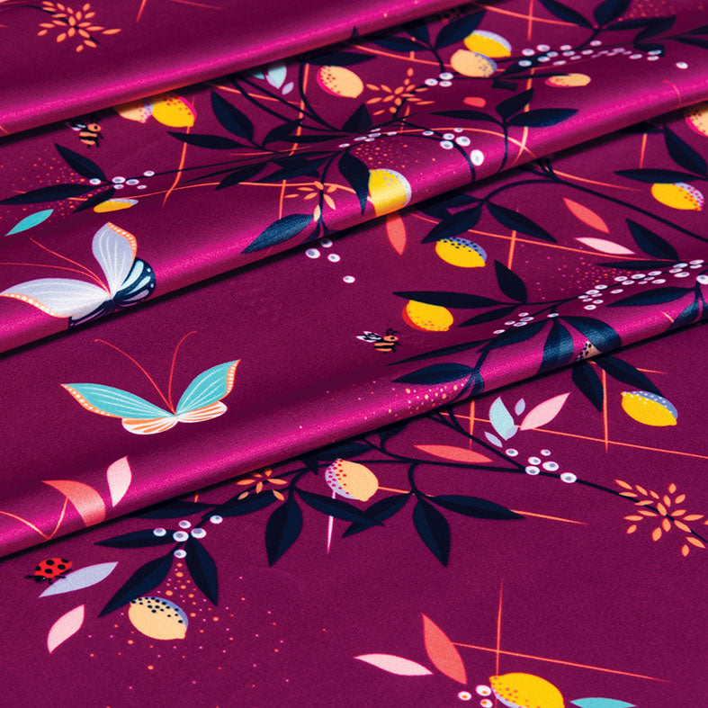 Butterflies and Trellis Velvet Purple