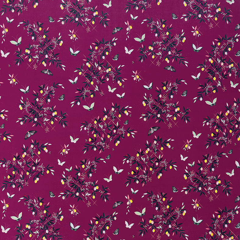 Butterflies and Trellis Velvet Purple