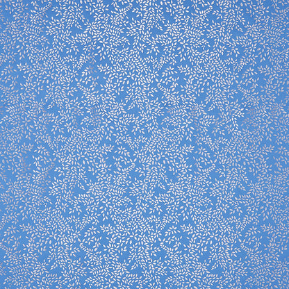 Metallic Leaves Cornflower Blue