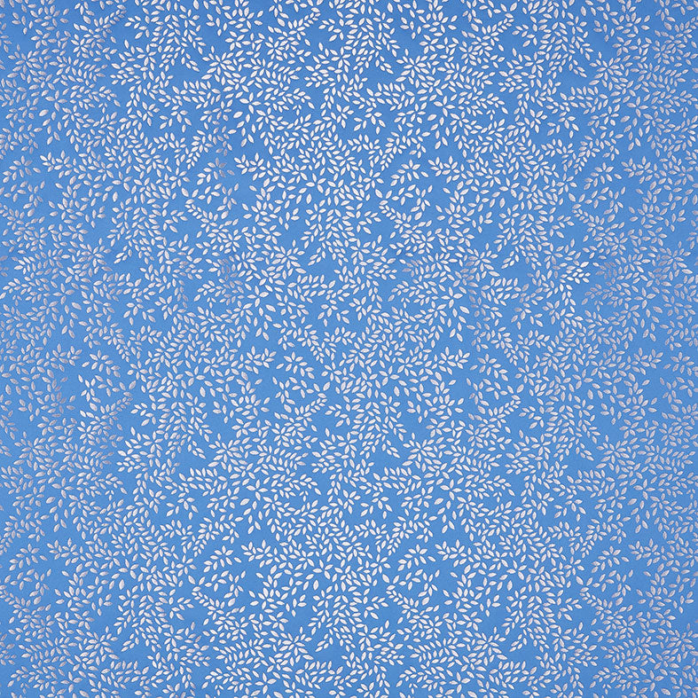 Metallic Leaves Cornflower Blue